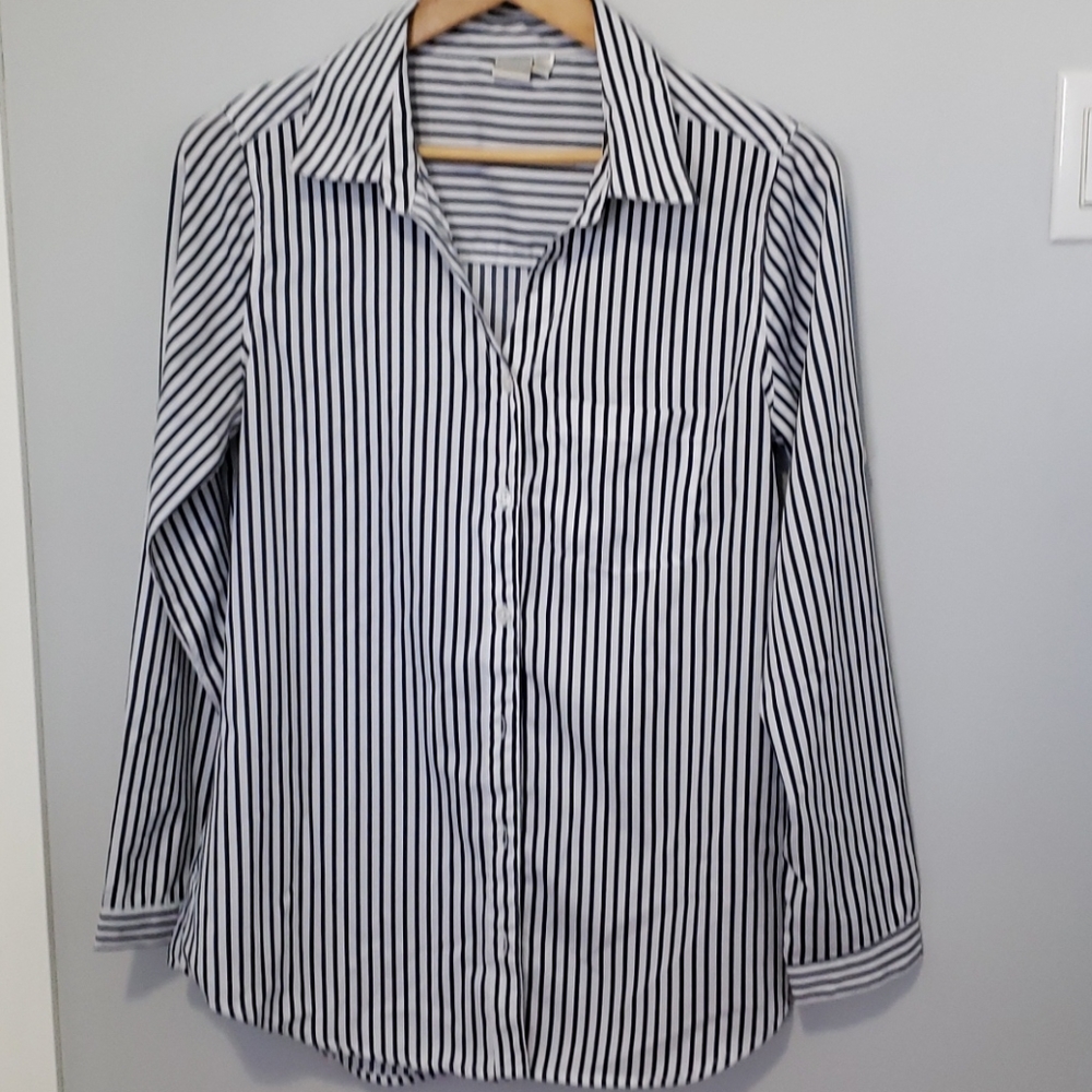 Twix long button up striped blouse